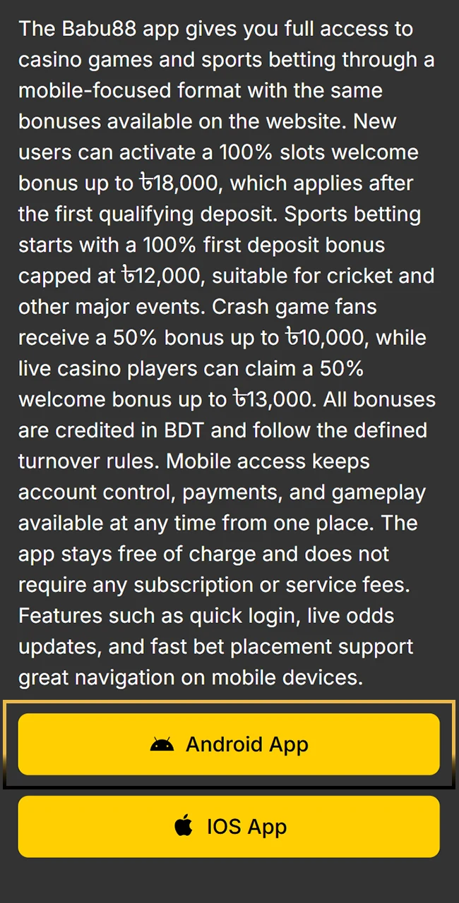 Press the download button on the Babu88 website in Bangladesh right now.