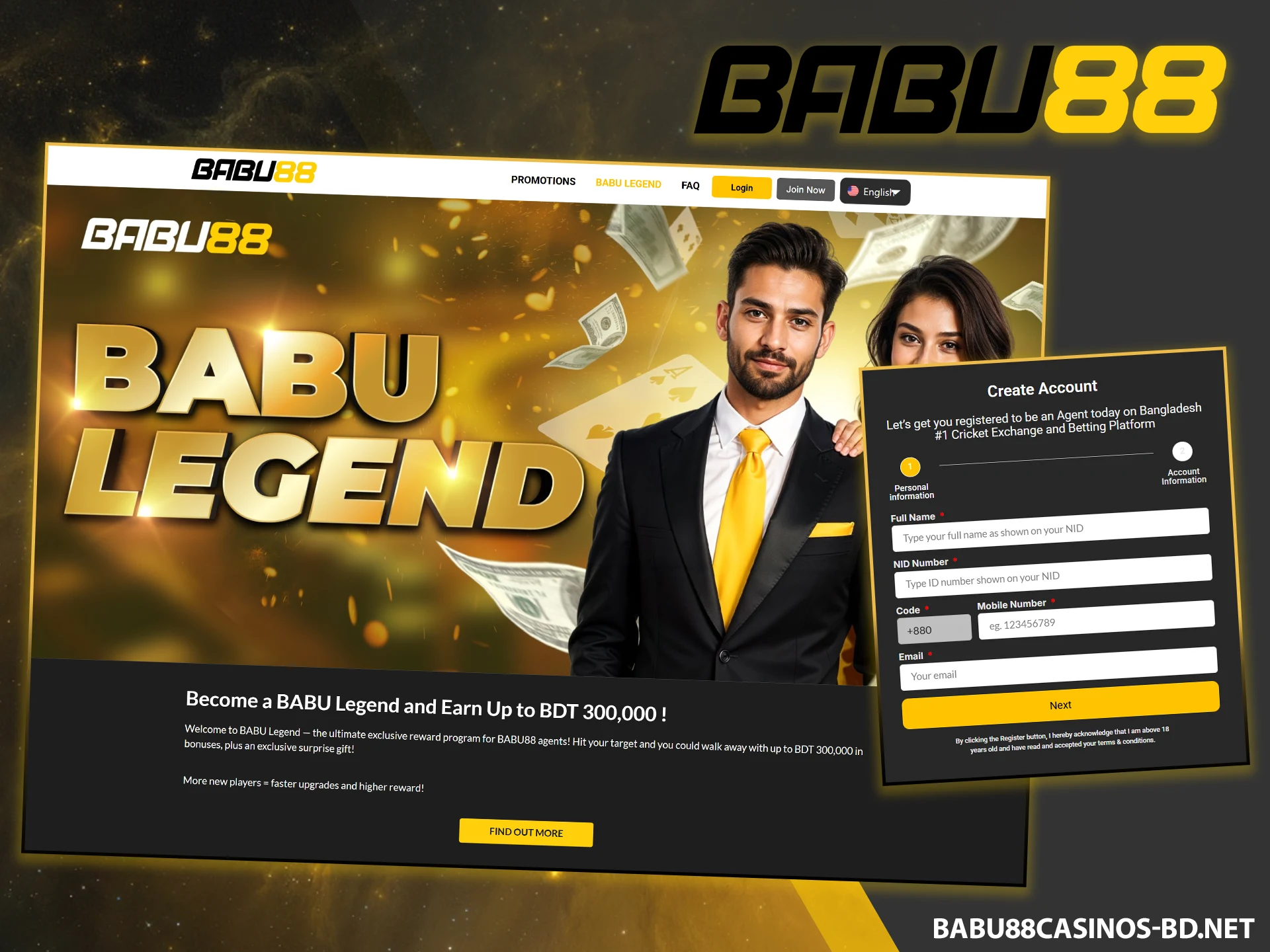 Earn money by joining the partner program on the official Babu88 website.