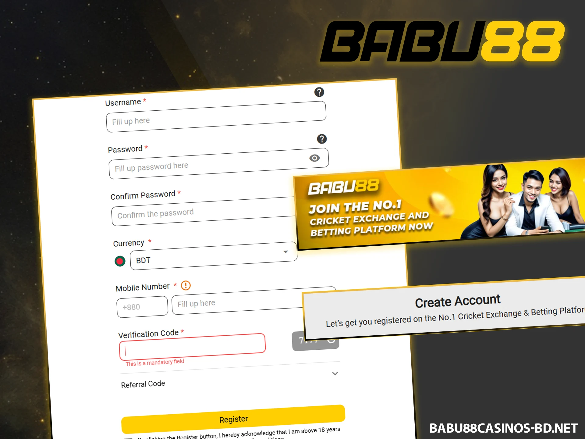 Create your new player account on the official Babu88 website right now.