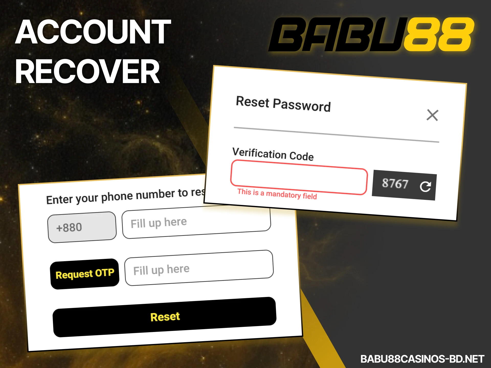 Follow the recovery steps if you have lost access to your Babu88 account.