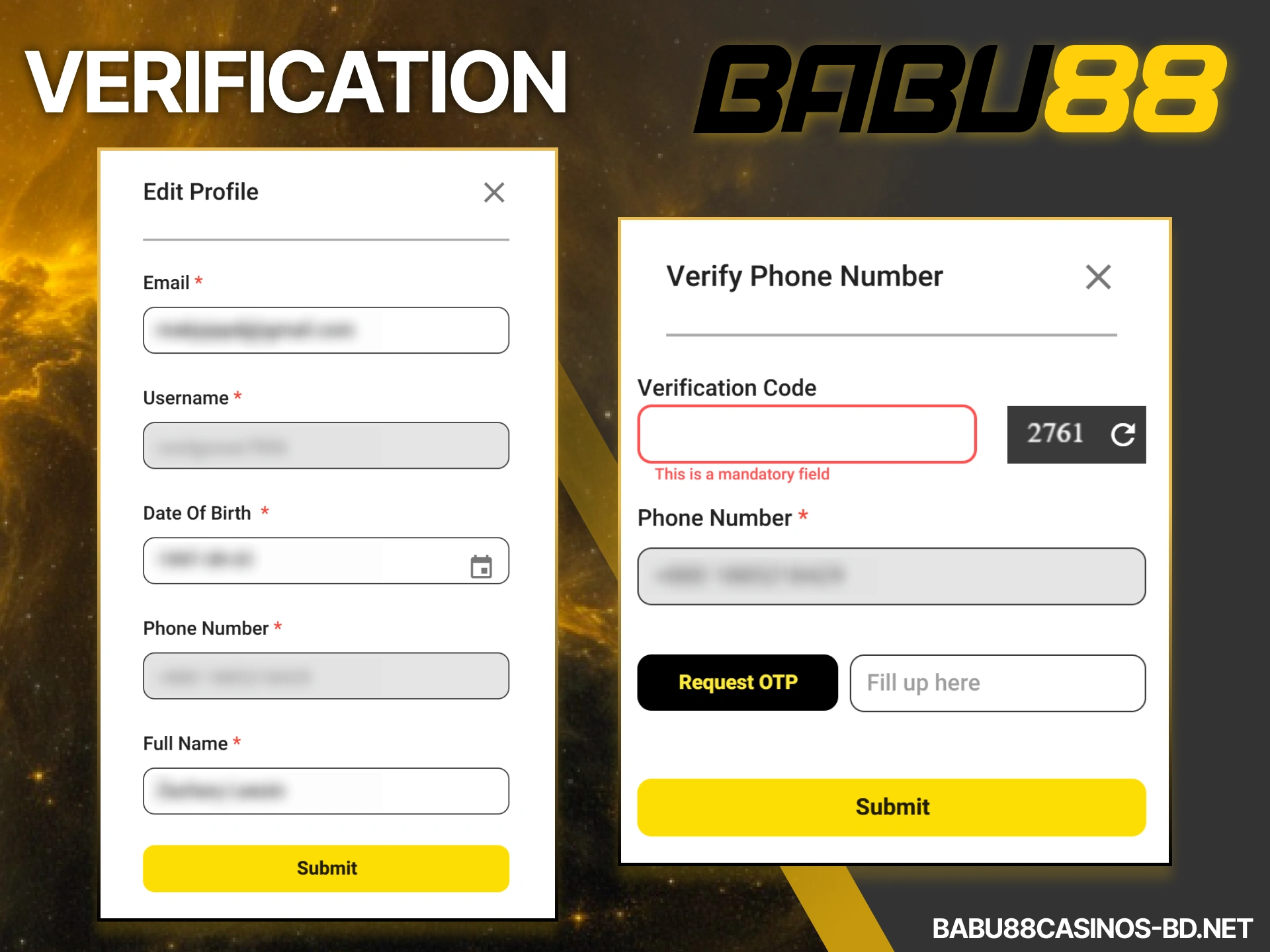 Verify your account to withdraw your winning from Babu88.