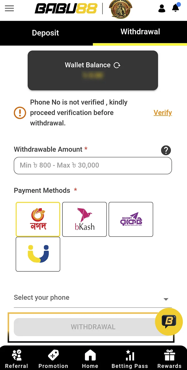 Submit your withdrawal request on the official Babu88 website now.