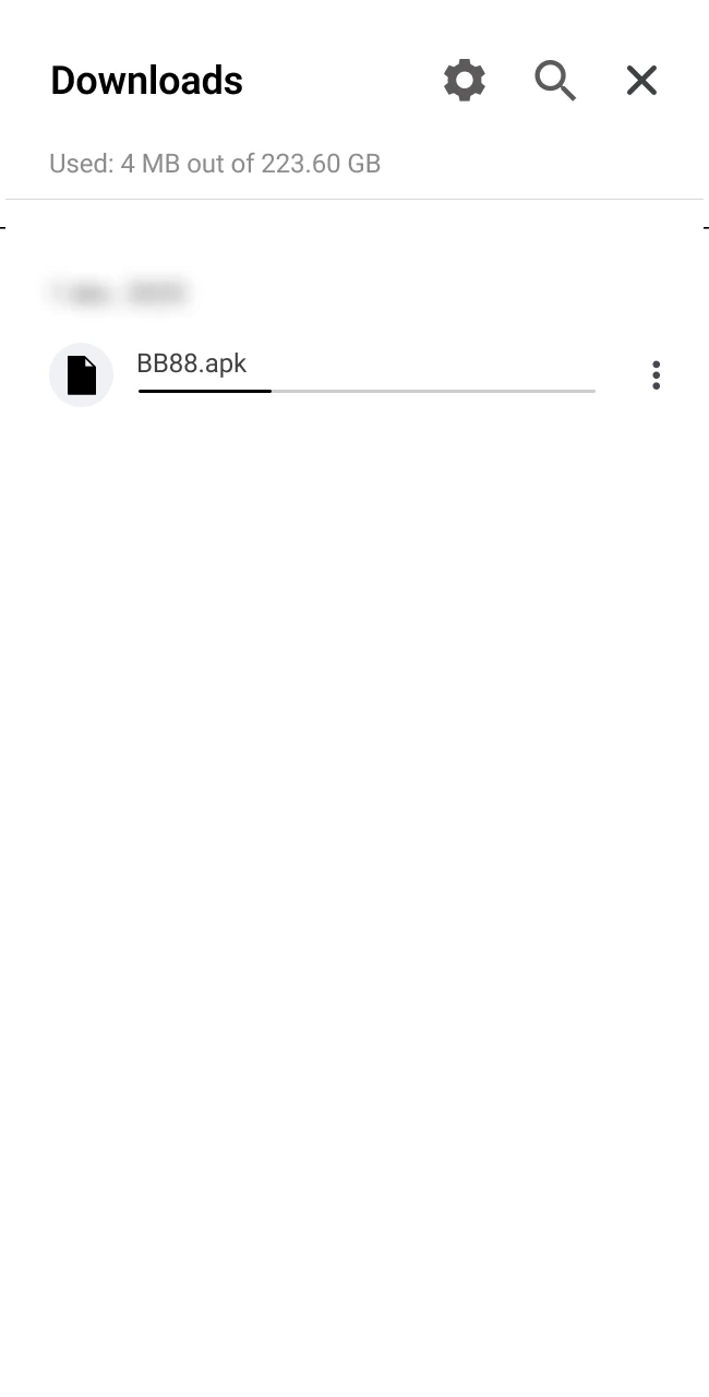 Storing the Babu88 installer file on a mobile device for setup.