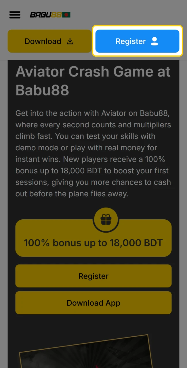 Registration form for new Babu88 users to access the gaming lobby.